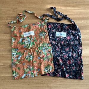 Lot of 2 April Cornell Cross Body Tote Hobo Bag Purse Floral Cotton Damask
